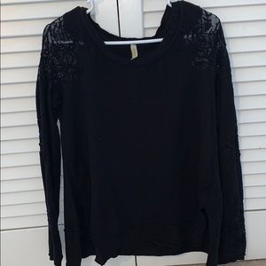 Black Free People Sweater with lace details